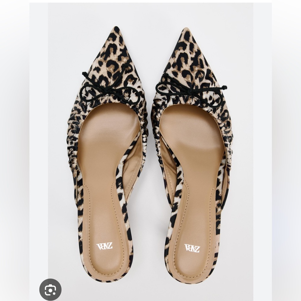 Zara Women's Leopard Print kitten heel like new. Worn only for half an hour
